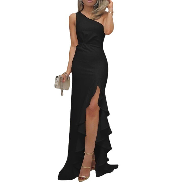 Lune London Women's Asymmetrical Maxi Dress with Ruffles