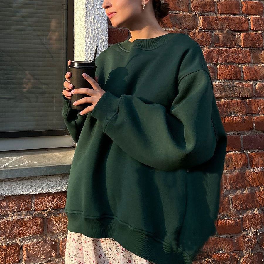 Women's Oversized Sweatshirt with Dropped Shoulder and Soft Fleece Fabric Chic und Stil