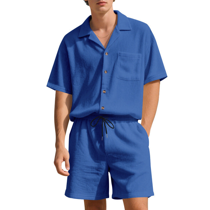 Casual men's set with cropped top and elastic shorts Lune London