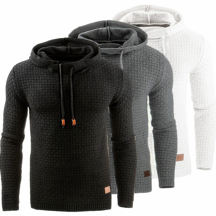 Knitted sweater for men with textured surface and integrated hood Lune London