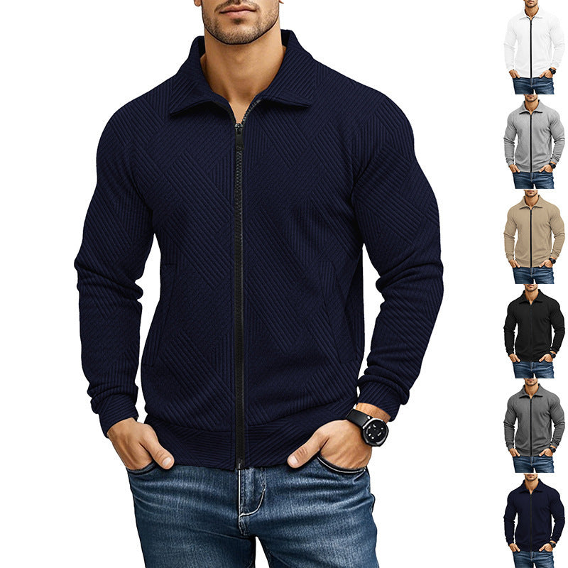 Men's knit jacket with structured design and sporty collar Lune London
