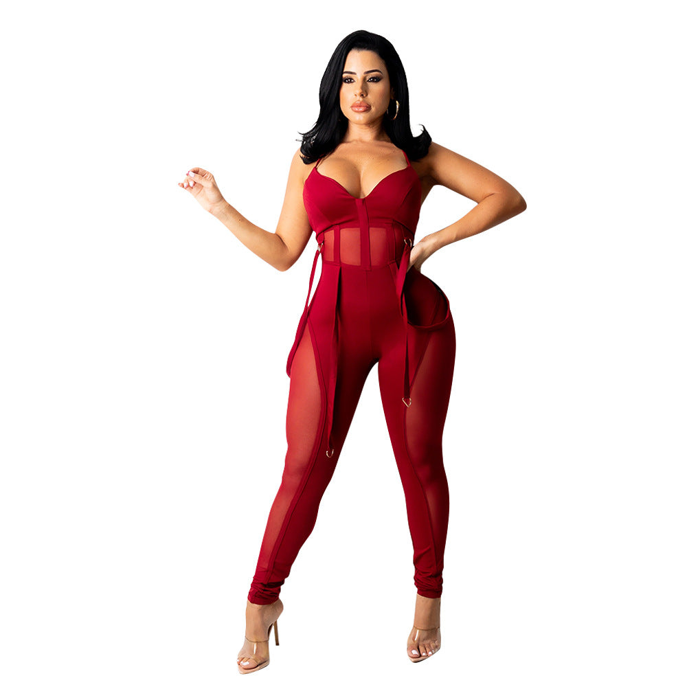 Ladies transparent panel jumpsuit Lune London