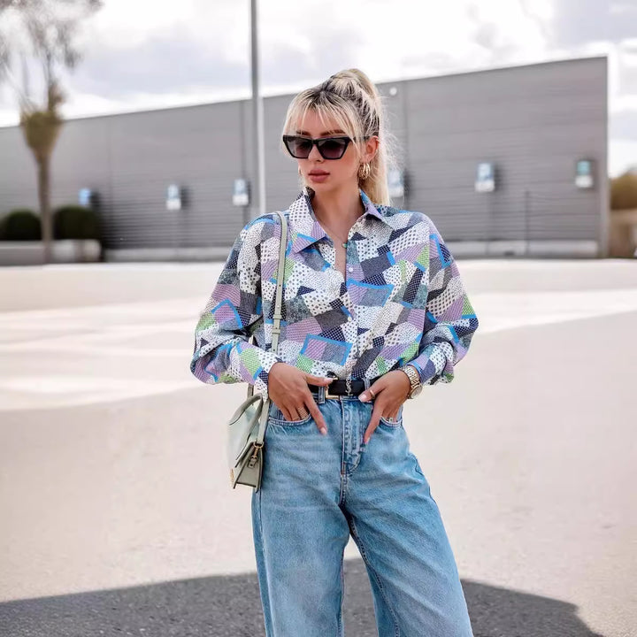 Plus size women's blouse with floral pattern Lune London