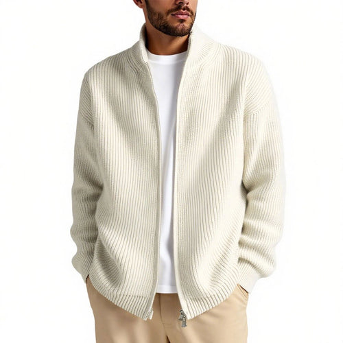 Men's knitted jacket with high collar and convenient zipper Lune London