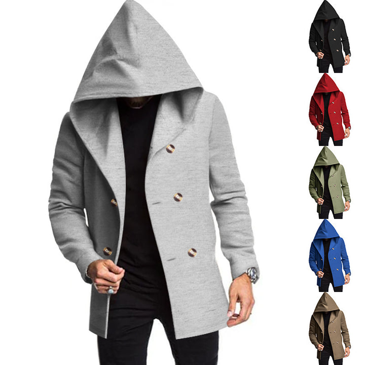 Elegant double-breasted coat for men with hood Lune London