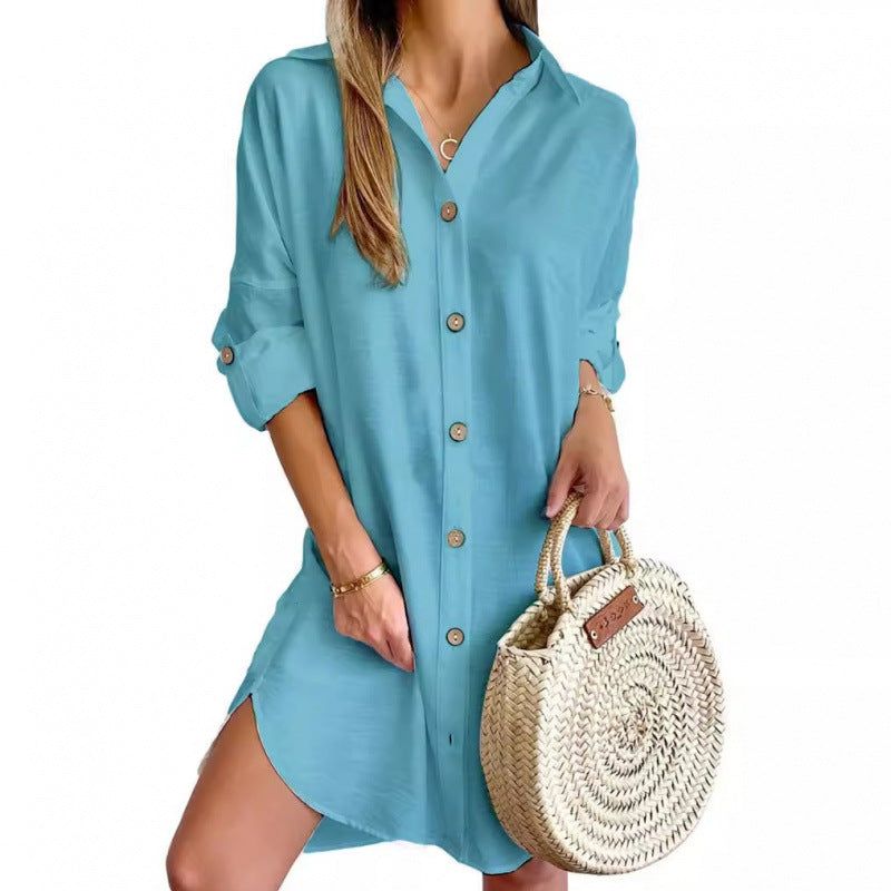 Casual shirt dress for women in lightweight fabric with button closure Lune London