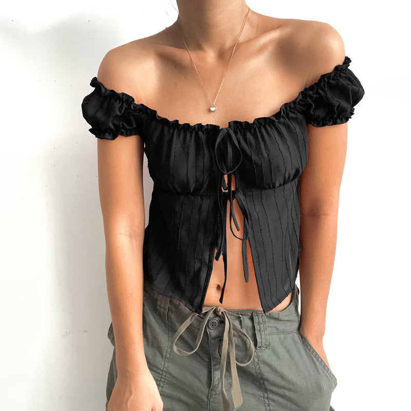 Women Structured Crop Top Off-Shoulder Lune London