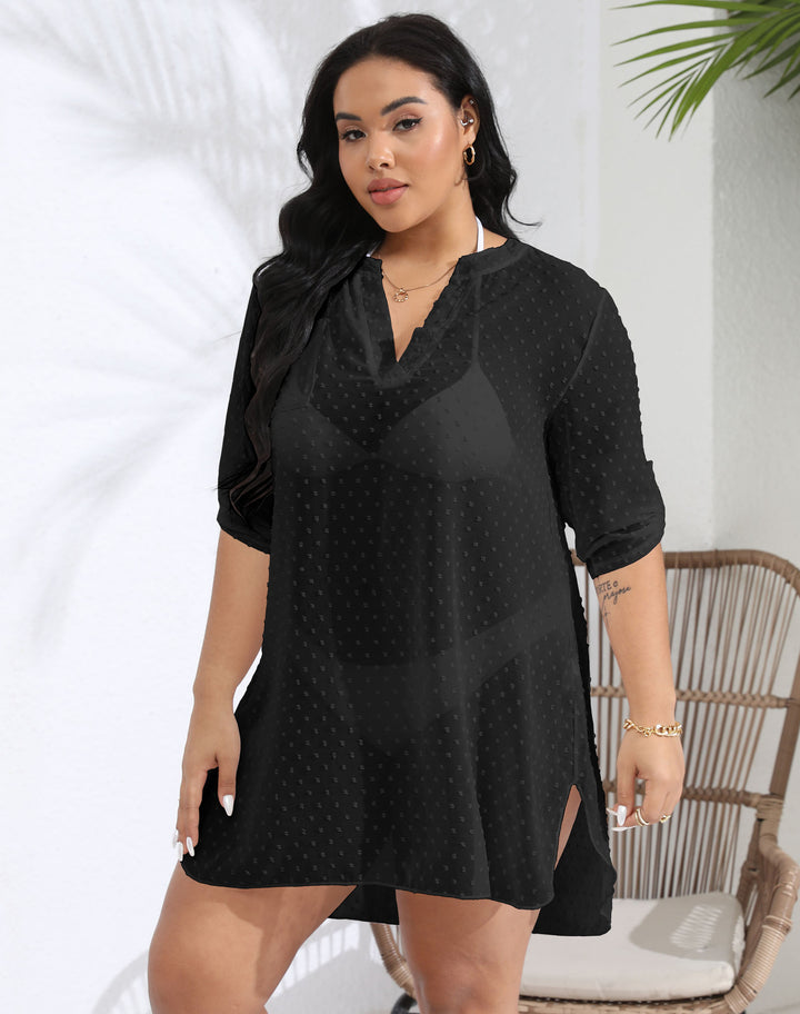Ladies polka dot sheer beach cover-up tunic Lune London