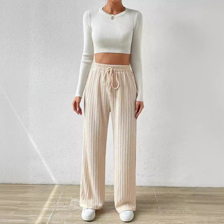 Casual stretch pants for women with elastic waistband and practical drawstring Lune London