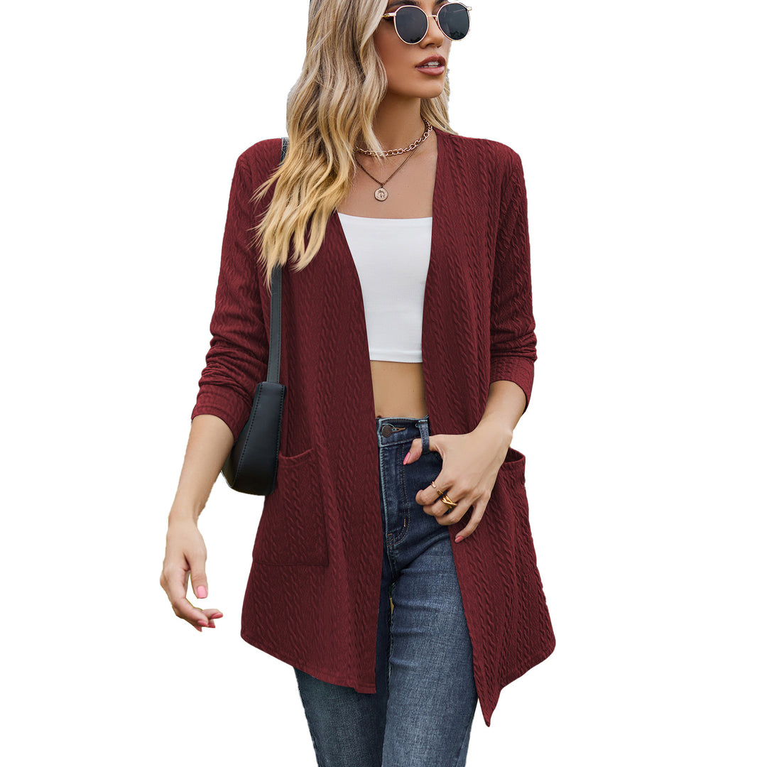 Knitted jacket for women with open front and integrated pockets Lune London