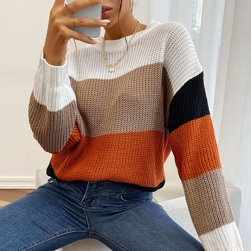 Comfortable women's sweater with modern striped pattern Lune London