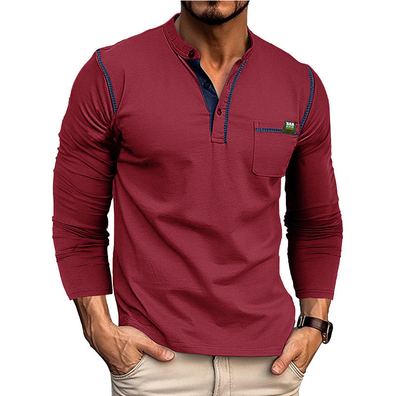 Men's long sleeve shirt with button placket and chest pocket Lune London