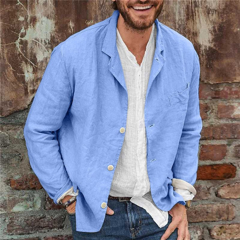 Light linen jacket for men with a casual fit and practical pockets Lune London