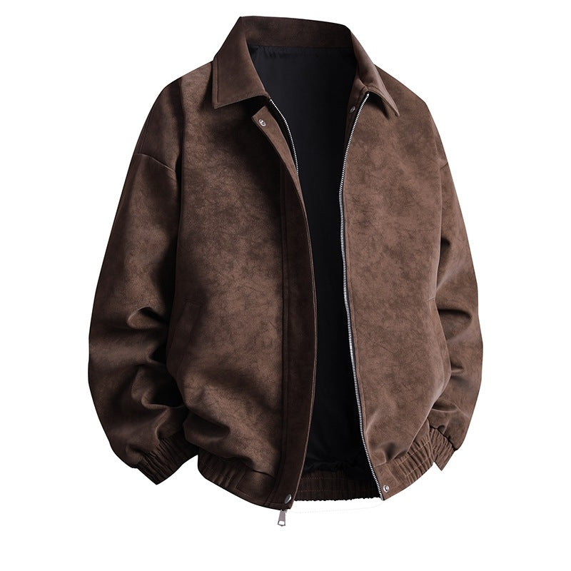 Synthetic leather bomber jacket for men with a relaxed fit and practical pockets Lune London