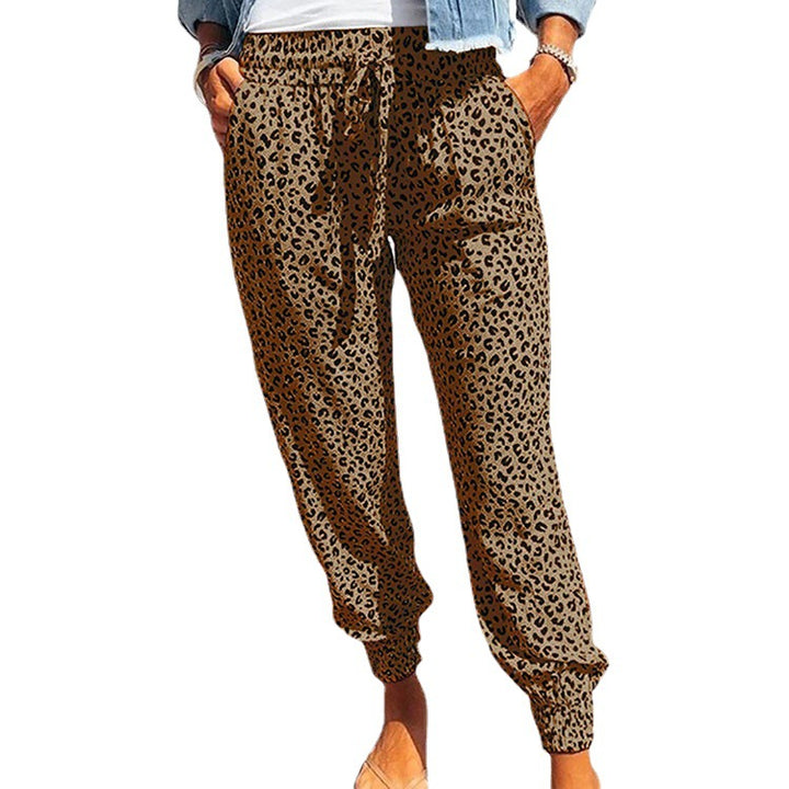 Casual leopard print jogging pants for women with elastic waistband Lune London
