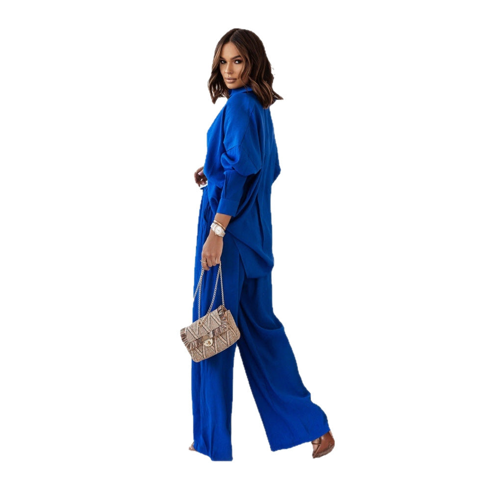 Loose-fit women's set with asymmetrical design and elegant belt Lune London