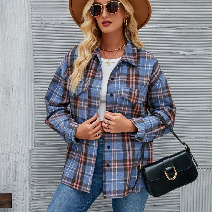 Flannel shirt for women with plaid pattern and practical pocket design Chic & Stil