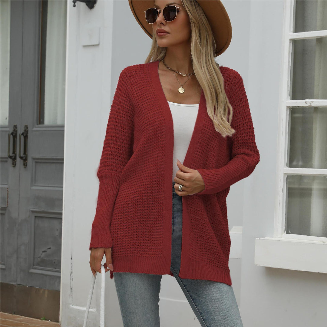 Cardigan en tricot décontracté pour femmes avec devant ouvert et texture grossière Chic & Stil