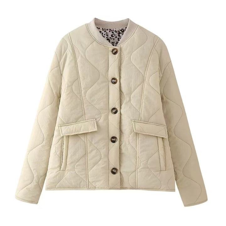 Ladies quilted transition jacket with practical pockets Lune London