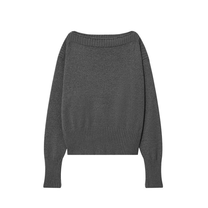 Casual knit sweater for women with drop shoulders and wide ribbed hem Lune London