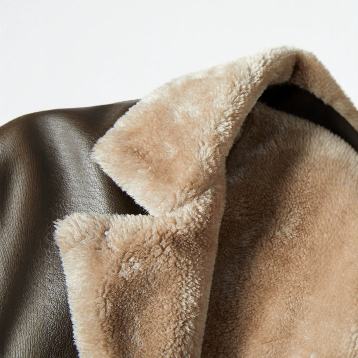Men's synthetic leather jacket with luxurious fleece lining Lune London