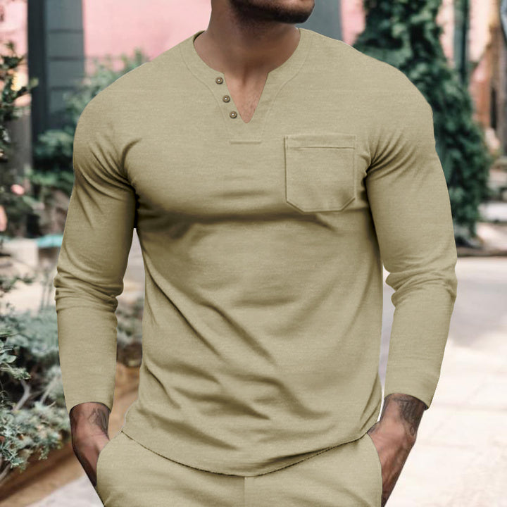 Men's long sleeve shirt with button placket and chest pocket Lune London