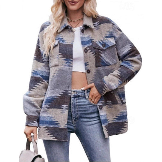 Oversized blouse jacket for women with decorative pattern Lune London