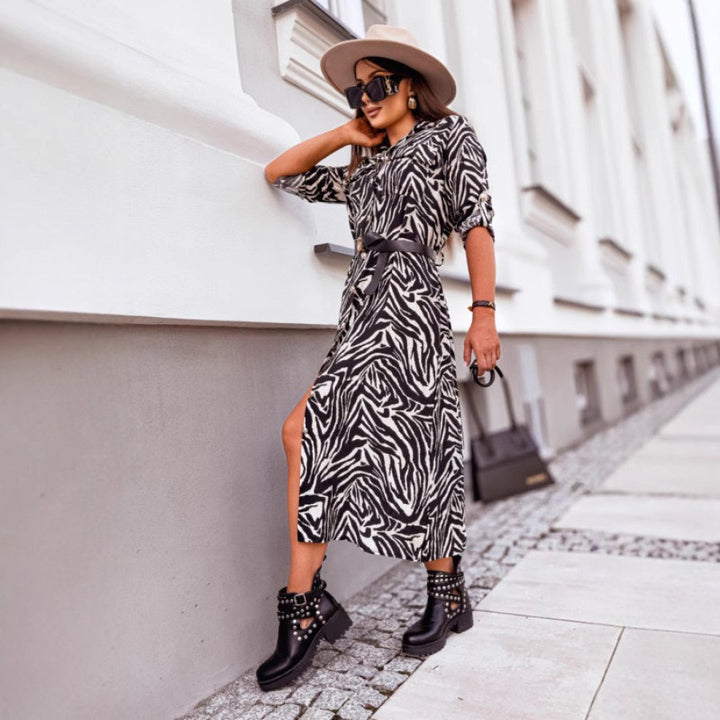 Chic animal print shirt dress for women Lune London