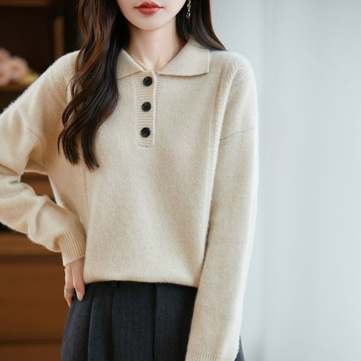 Pull style Koshiba pour femmes avec élégante patte de boutonnage Chic & Stil
