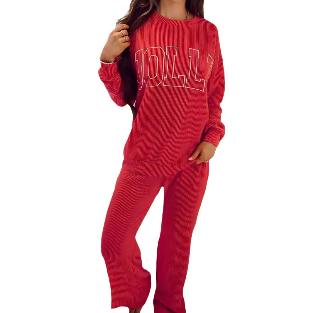 Casual striped set for women with print and wide legs Lune London