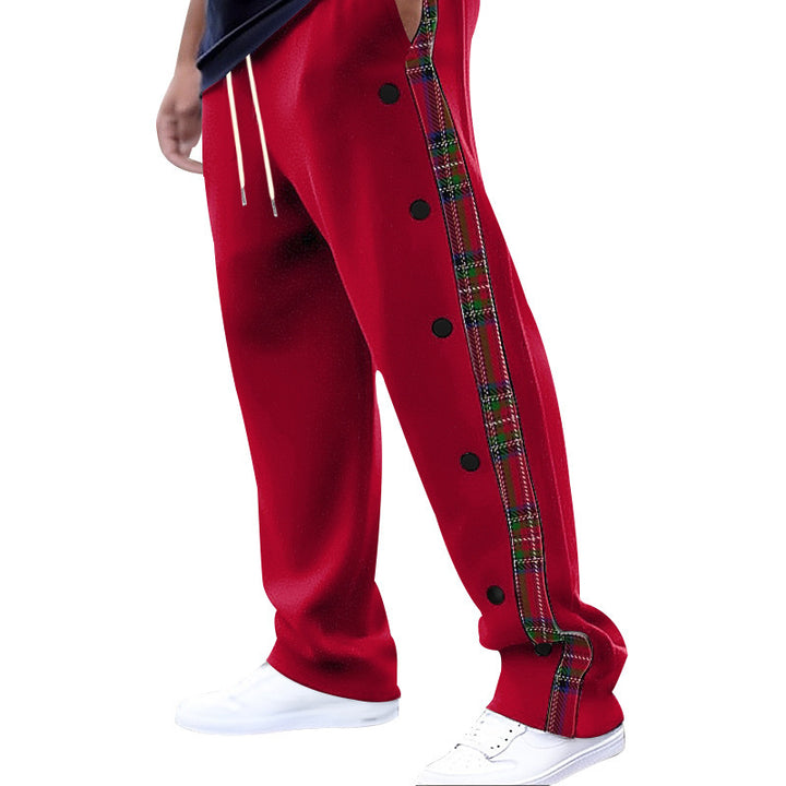 Comfortable men's jogger pants with side plaid pattern and functional snap buttons Lune London