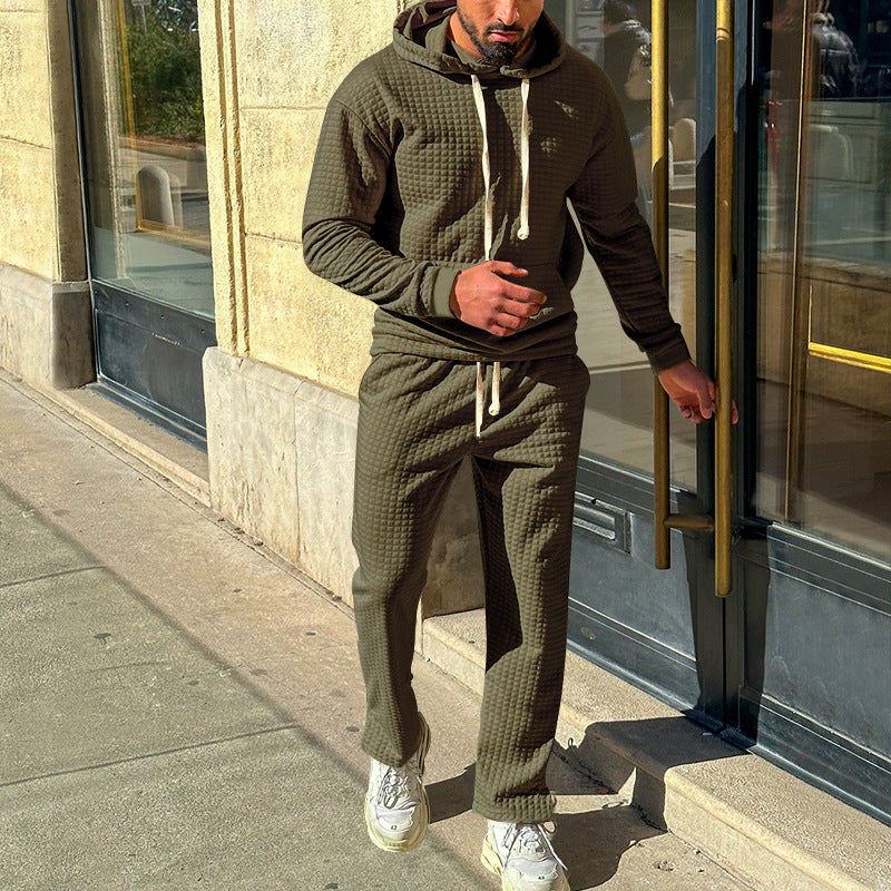 Men's Fleece Sports Set with Modern Structured Design and Practical Hood Lune London
