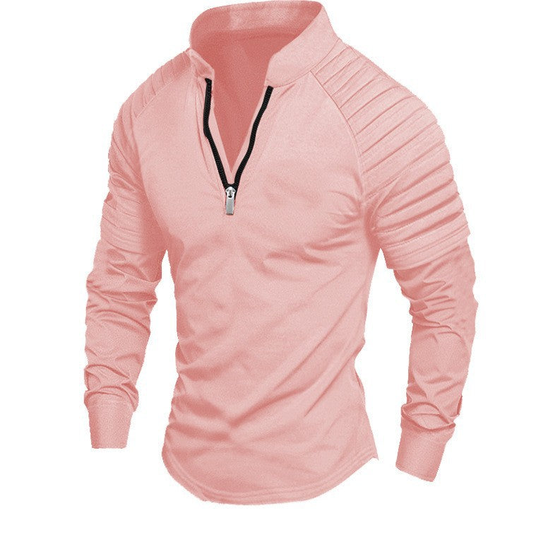 Men's long sleeve sports T-shirt with high collar and zipper Lune London
