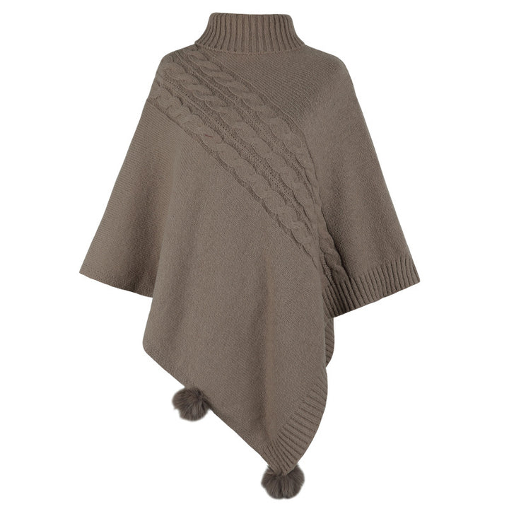 Ladies poncho with a modern braid design and a high collar Lune London