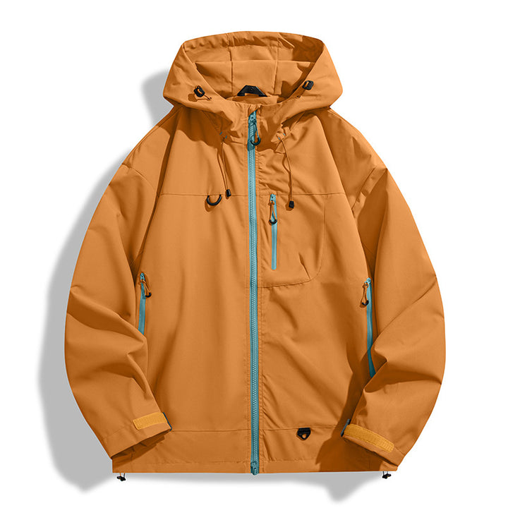 Waterproof outdoor jacket for men with hood and breathable inserts Lune London