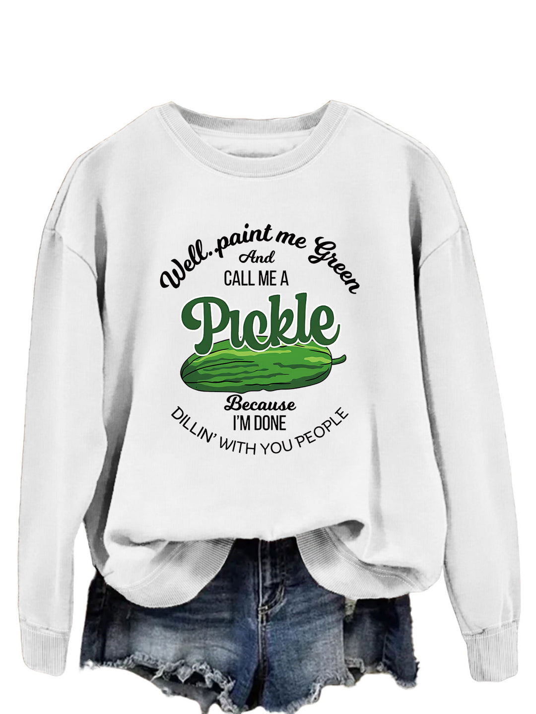 Sweat-shirt femme avec un motif de concombre amusant et un imprimé créatif Chic & Stil
