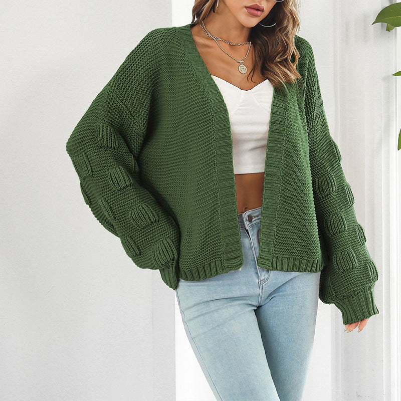 Cardigan en tricot épais pour femmes avec des manches volumineuses et un devant ouvert Chic & Stil