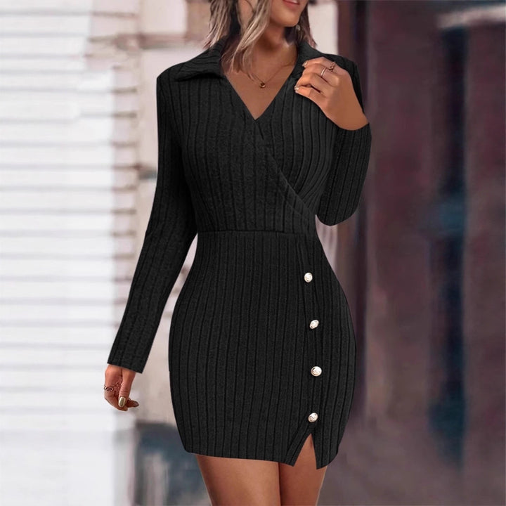 Wrap dress for women with textured design and elegant button details Lune London