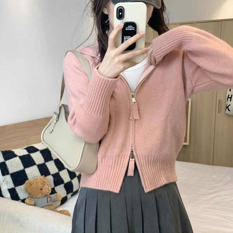 Cardigan pour femmes en tissu de haute qualité avec fermeture éclair à la mode Chic & Stil