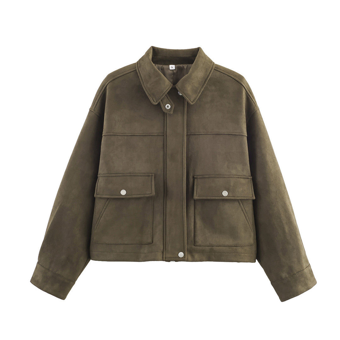 Short fashionable jacket for ladies in soft synthetic suede Lune London