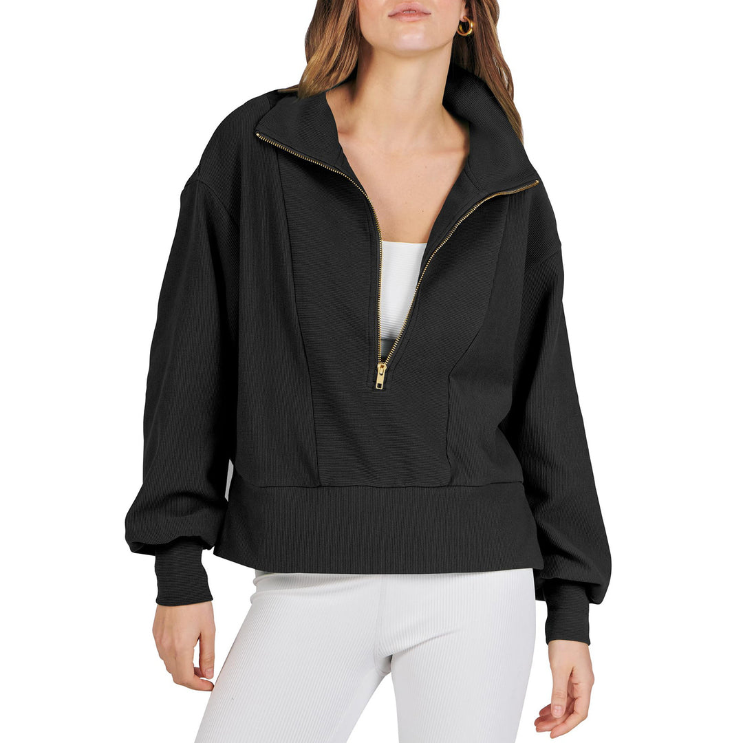 Sporty sweater for women with high collar and zipper Lune London