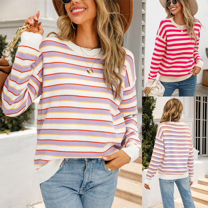 Sweater à rayures décontracté pour femmes Chic & Stil