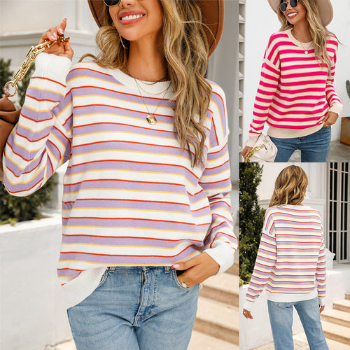 Sweater à rayures décontracté pour femmes Chic & Stil