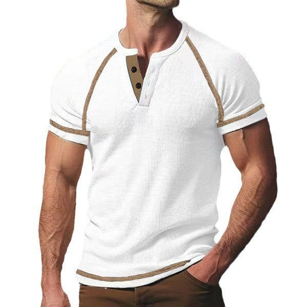 Mid-length sleeve T-shirt for men with button placket Lune London
