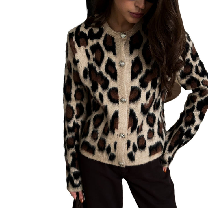 Cardigan for women with leopard pattern and buttoned details Lune London
