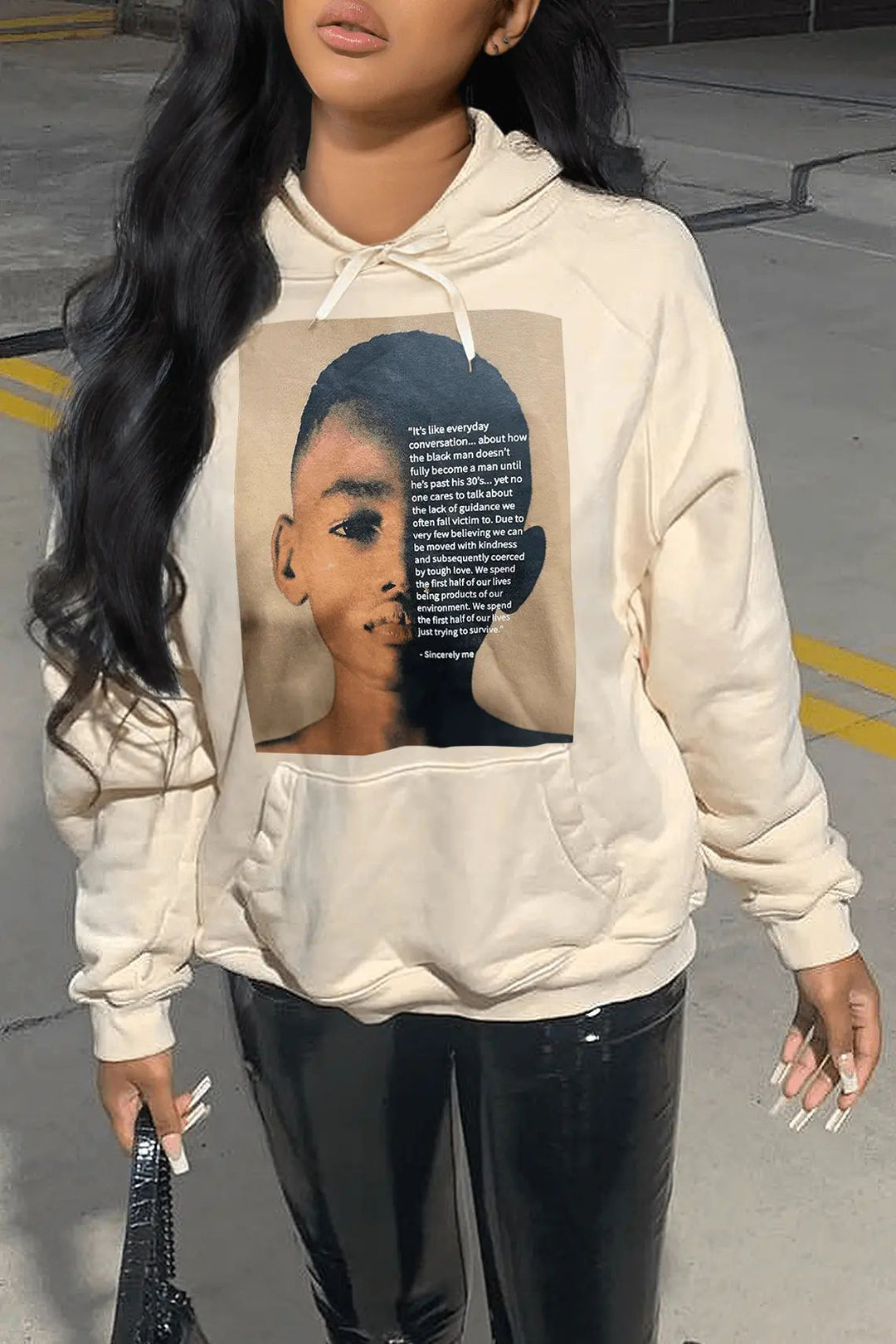 Hoodie for women with creative graphic print and innovative cut Lune London