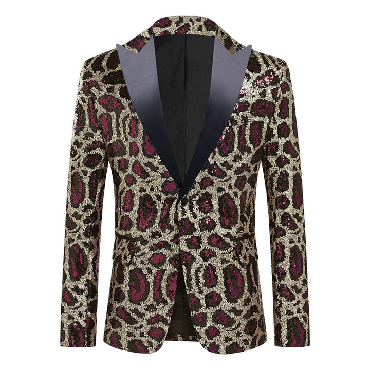 Elegant men's sequin blazer with modern leopard print Lune London