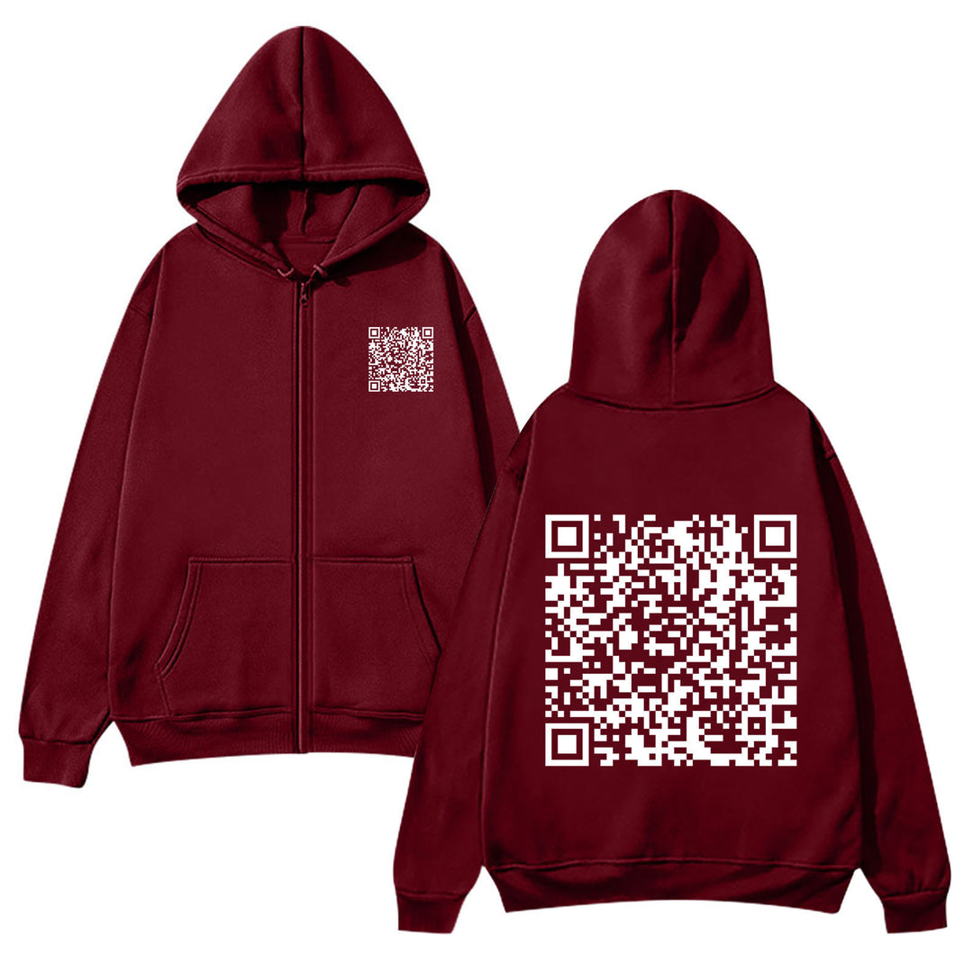 Women's hoodie jacket with QR code design and soft fleece Lune London