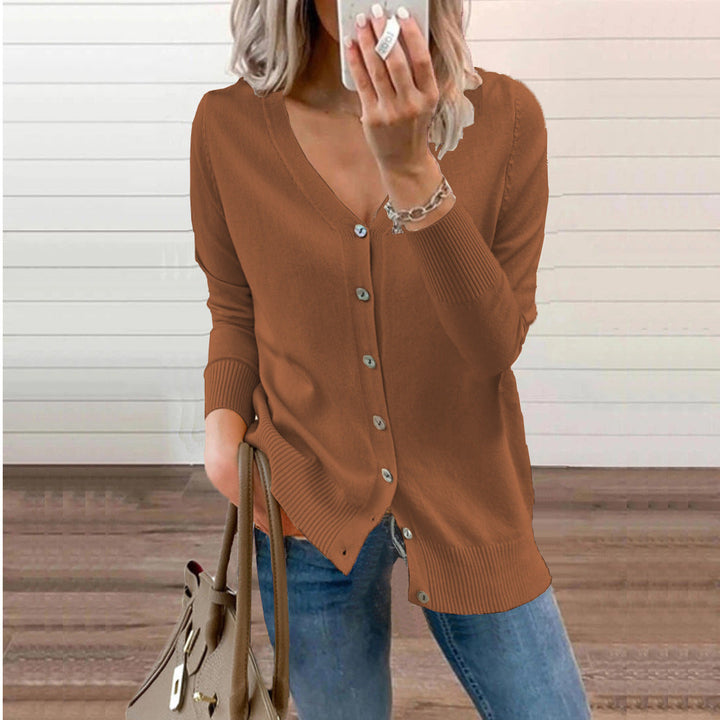 Women's V-neck Cardigan with Button Details Lune London