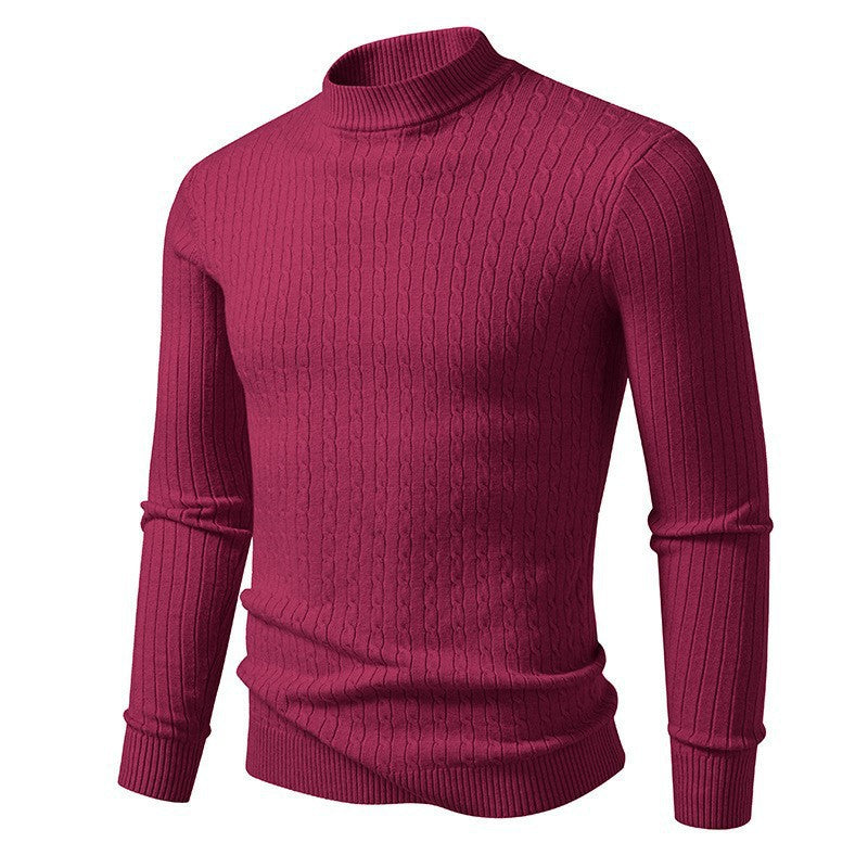 Men's roll neck sweater in structured knit Lune London